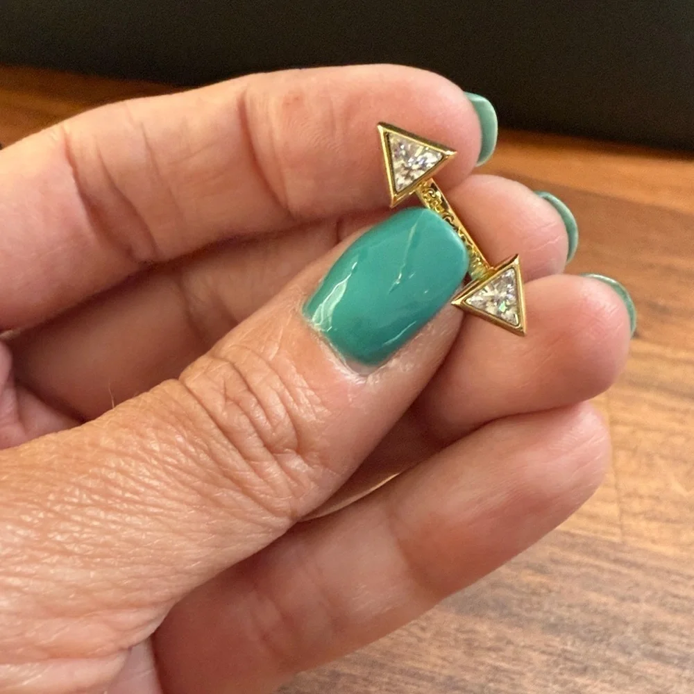 Vince Camuto Gold Tone Triangle Open Style Faux Cubic Zirconia Embellished Ring